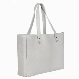 Leather Shoulder Tote Bag (Snow) – Multipurpose Satchel & Travel Purse