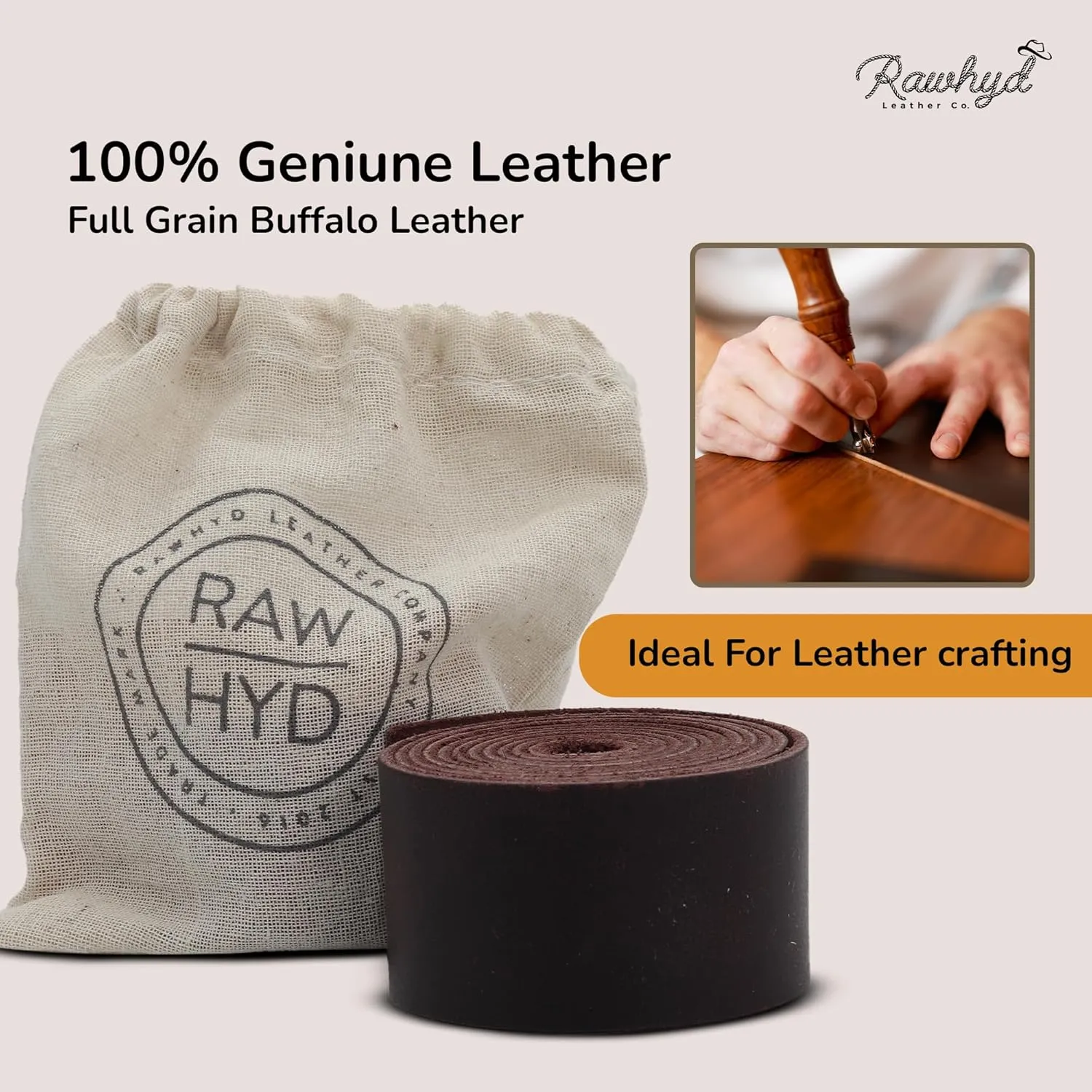 Leather Strap - Full Grain Buffalo Leather Strips for Crafts – Brown Leather Straps Ideal for Arts and Crafts, Tooling, Jewelry, DIY Home Decor, & More - Durable Tooling Leather Strip (1.5" x 60")