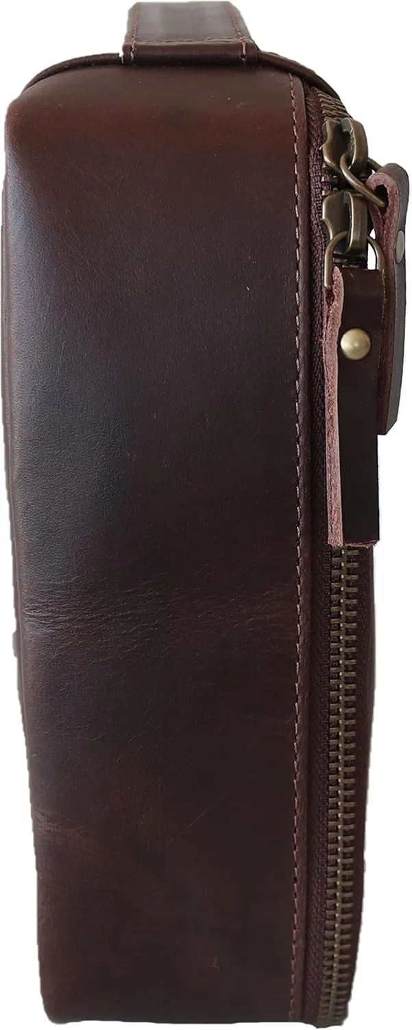 Leather Toiletry Bag for Men, Travel Organizer Toiletry Bag (3 Dark Brown)