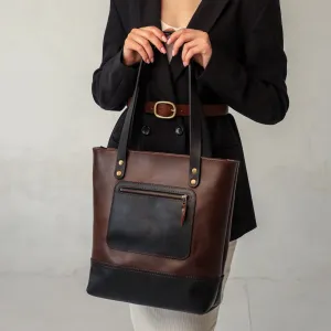 Leather Tote bag, Leather Bag, Full Grain Leather shoulder bag, Women leather bag, tote bag with zipper, Make up bag, Gift for Women, Gifts