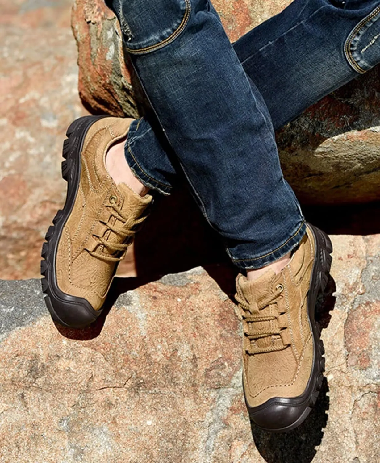 Leather Walking Shoes for Men Outdoor Hiking Trekking Shoes Casual Shoes Autumn Spring