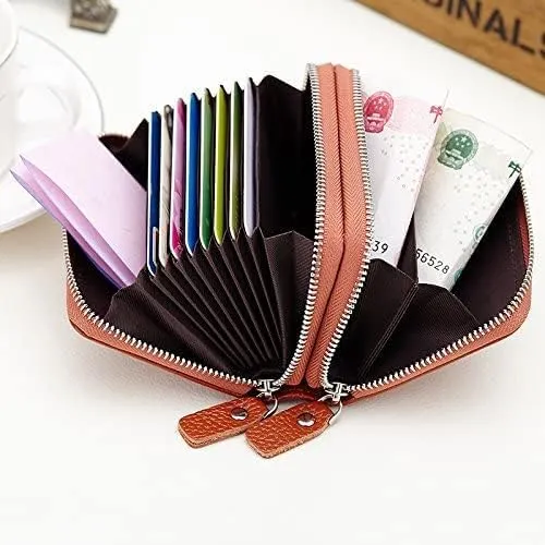 Leather Wallet Pu Leather Women's Wallet Retro Fashion Short Purse Clutch for Girls Ladies Business Card Holder Coin Pocket Large Capacity (Coffee,8.5x10.5cm)