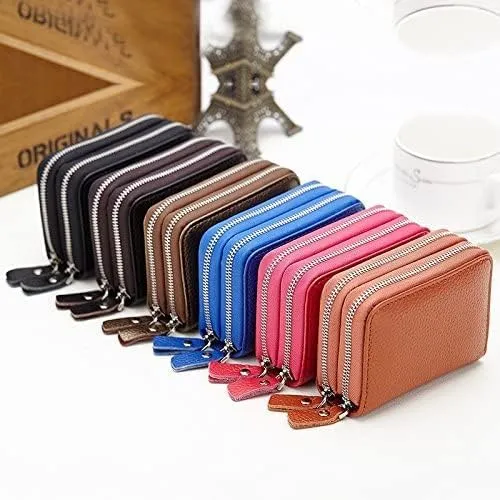 Leather Wallet Pu Leather Women's Wallet Retro Fashion Short Purse Clutch for Girls Ladies Business Card Holder Coin Pocket Large Capacity (Coffee,8.5x10.5cm)