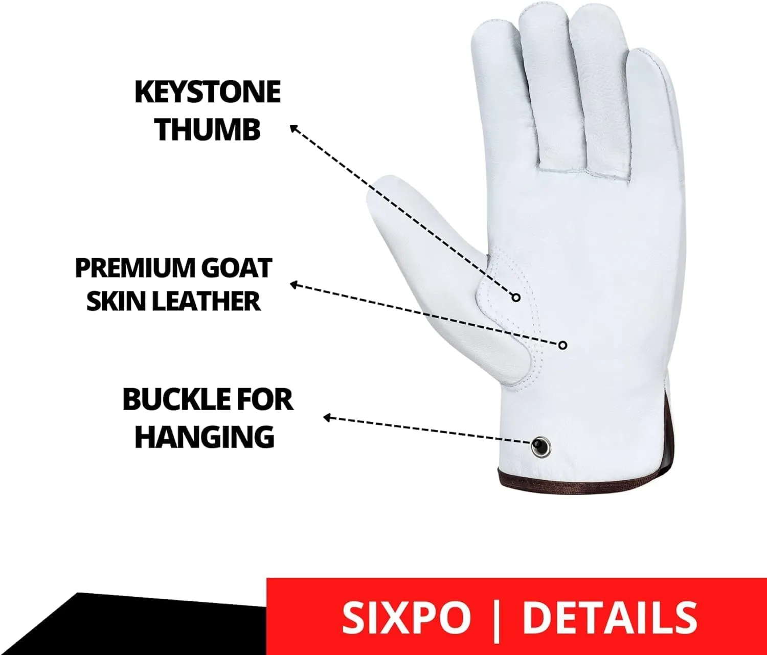 Leather Work Gloves Pack of 12 Pairs Warehouse Gardening Construction Gloves for Men Women Goat Skin Working Gloves