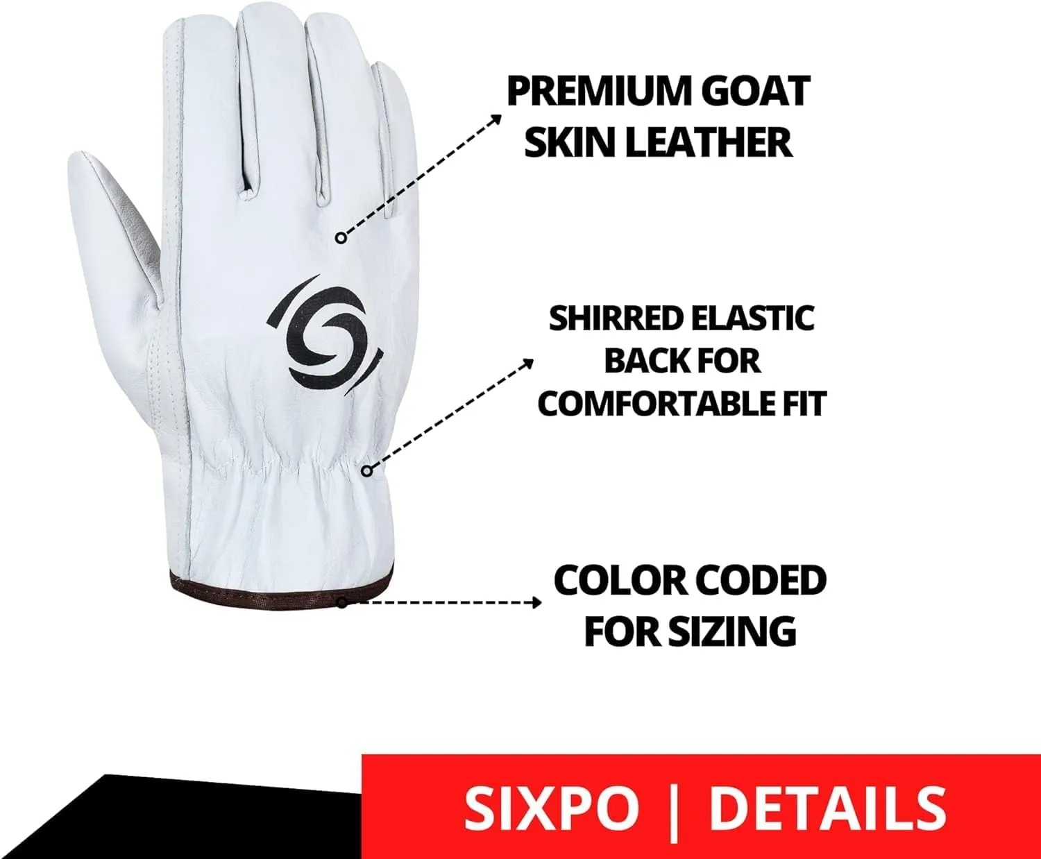 Leather Work Gloves Pack of 12 Pairs Warehouse Gardening Construction Gloves for Men Women Goat Skin Working Gloves