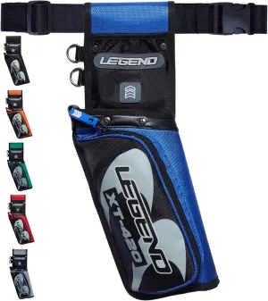 Legend XT420 Field Quiver - Left or Right-Handed Quiver Arrow Holder, Archery Quiver with 3 Arrow Tube, Durable Nylon Hip Quivers with Multiple Pockets for Archery Accessories, Score Card & Tools