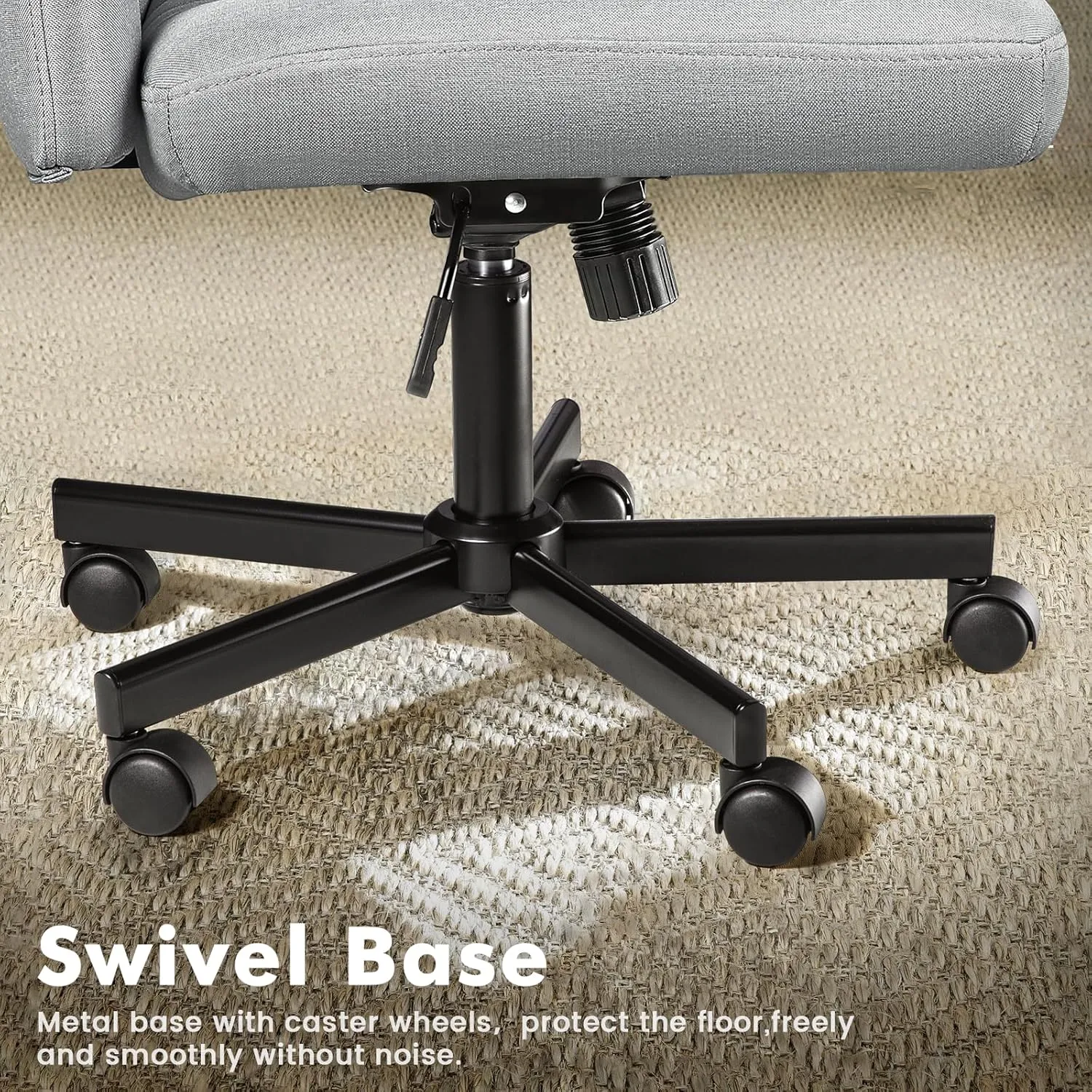 LEMBERI Criss Corss Chair with Wheels,Fabric Padded Armless Wide Office Desk Chairs,120° Rocking Swivel Mid Back Computer Task Vanity Chair for Home Office, Small Space