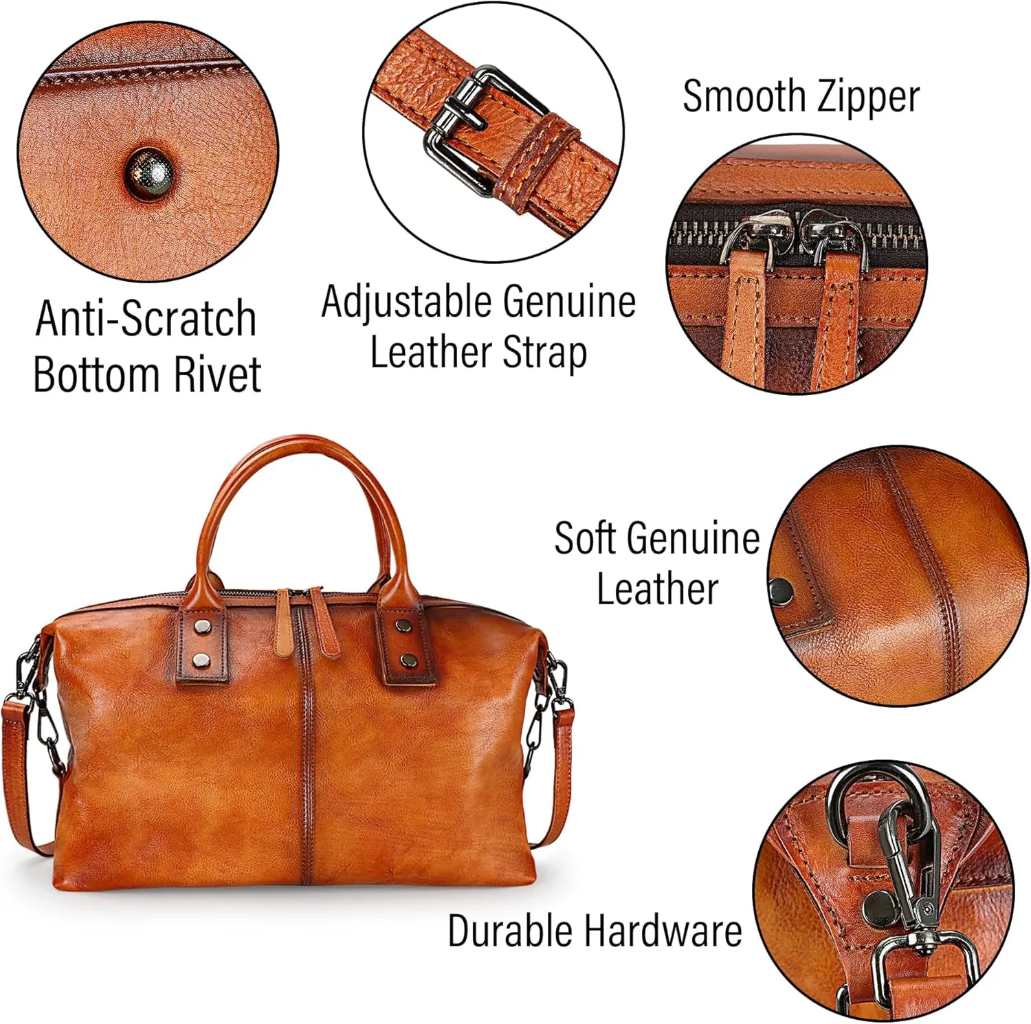 LETEULO Handbag for Women Leather Top Handle Tote Purses Vintage Satchels Handbag