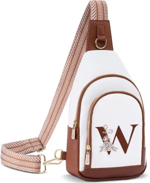 Letter Women Crossbody Bag Sling Shoulder Purse Small Leather Fanny Pack Side Cross Body Travel White Elephant Gift Christmas End of Year Useful Unique Cool Good Colleague Aide Leaving Office Exchange