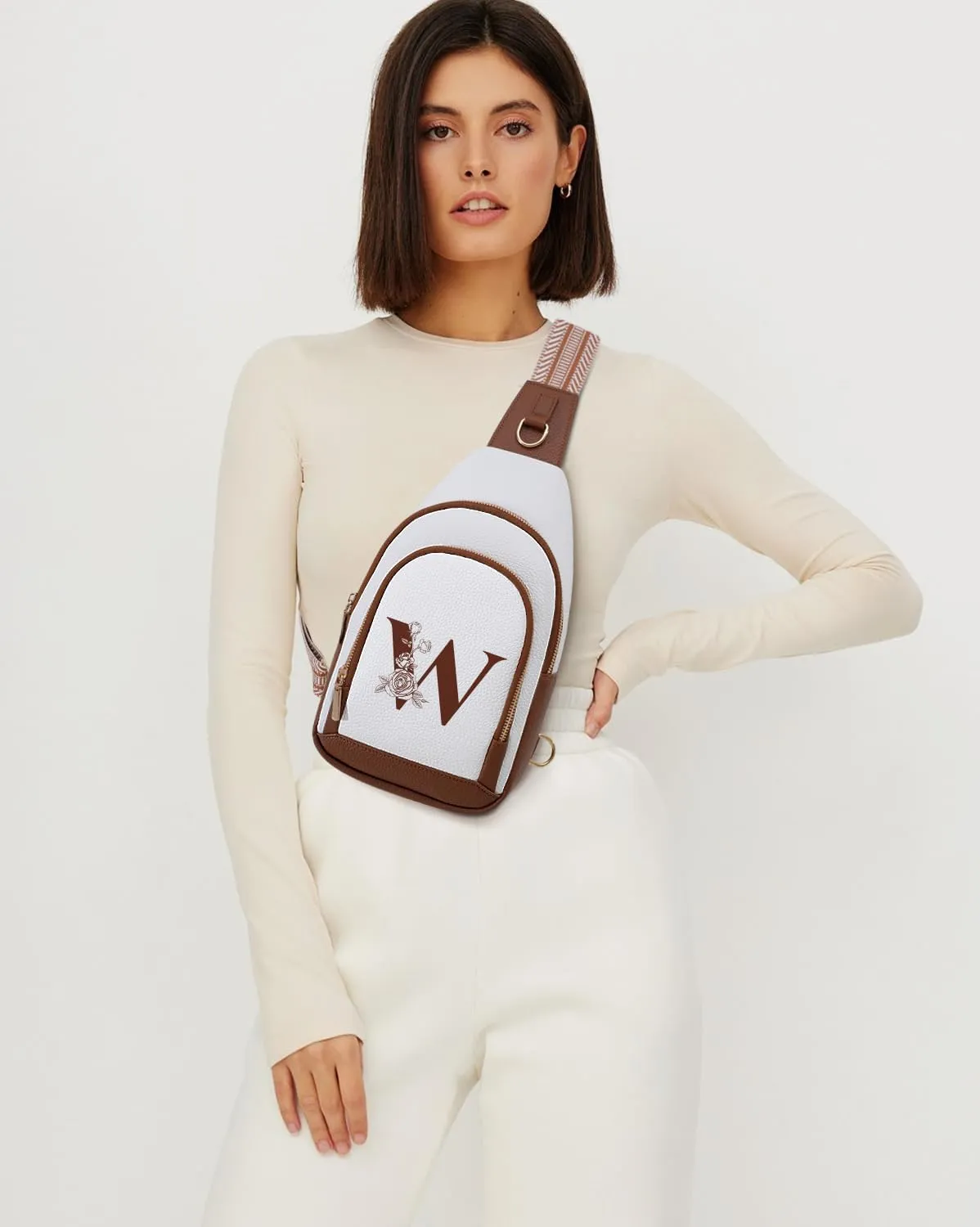 Letter Women Crossbody Bag Sling Shoulder Purse Small Leather Fanny Pack Side Cross Body Travel White Elephant Gift Christmas End of Year Useful Unique Cool Good Colleague Aide Leaving Office Exchange