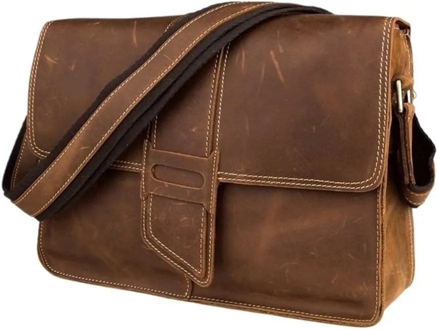 Lightweight Mens Crossbody Bag Leather Adjustable Strap Anti Theft Multi Compartments for Travel Gym Outdoor Casual Events