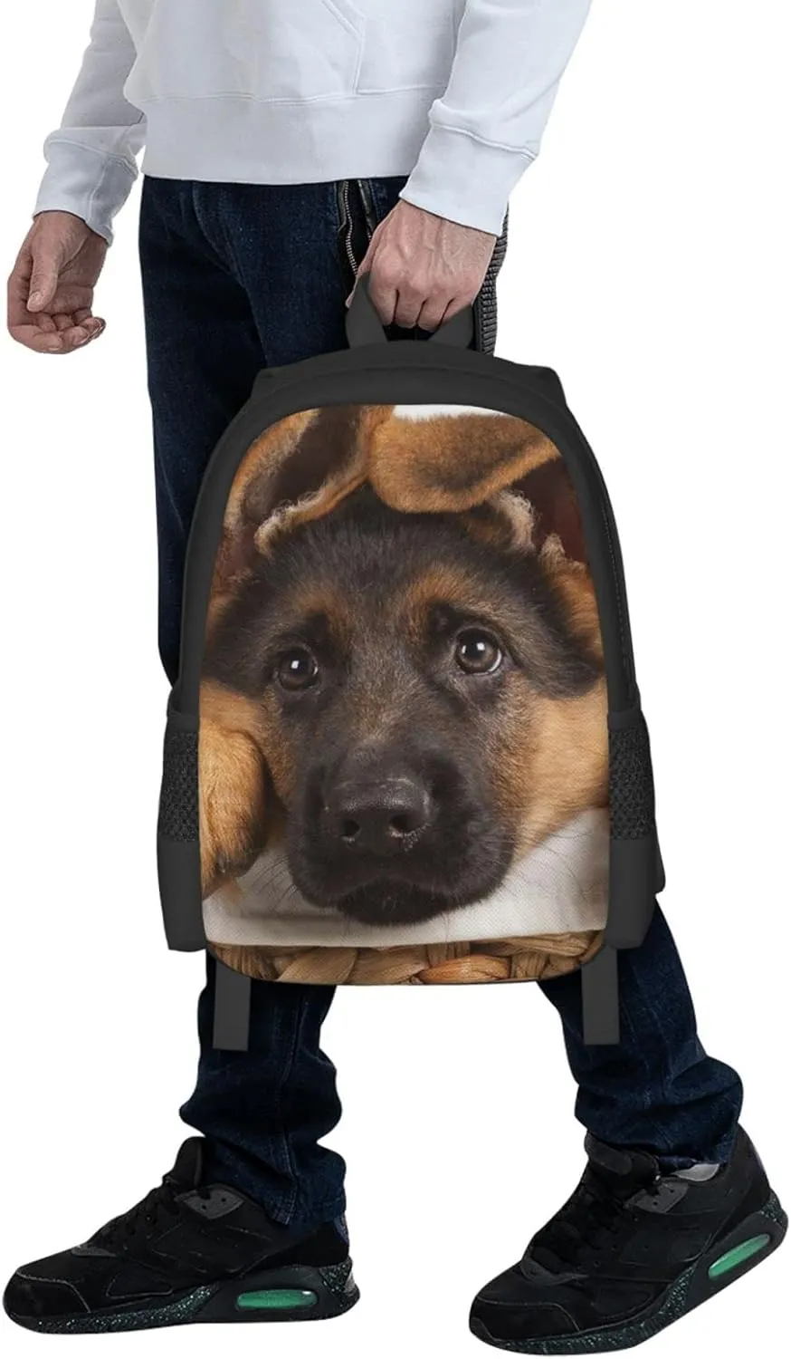 Lightweight Polyester Backpack for Cute German Shepherd Puppy Dog Travel Hiking Bag & Day Pack - Large Capacity Multipurpose Anti-Theft Shoulder Bag for College Men Women