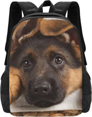 Lightweight Polyester Backpack for Cute German Shepherd Puppy Dog Travel Hiking Bag & Day Pack - Large Capacity Multipurpose Anti-Theft Shoulder Bag for College Men Women