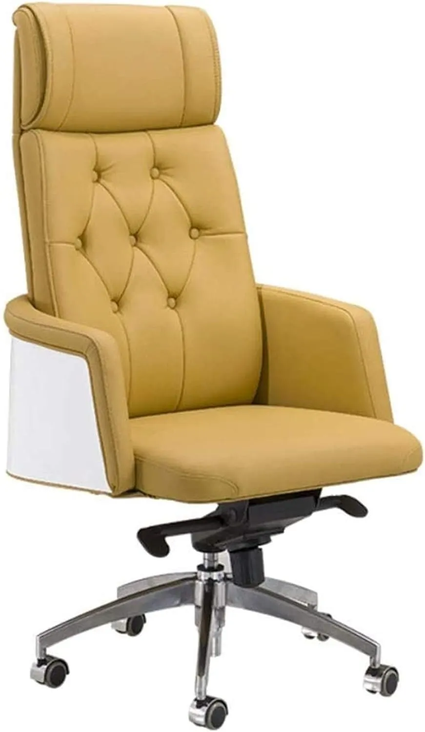 Lightweight PU Leather Executive Swivel Office Chair Adjustable Seat Height Computer Desk Chair Reclining Arm Seat Gas Lift (Color : Beige Size : Cowhide) (Color : Beige Size : PU Leather) (Beige Co