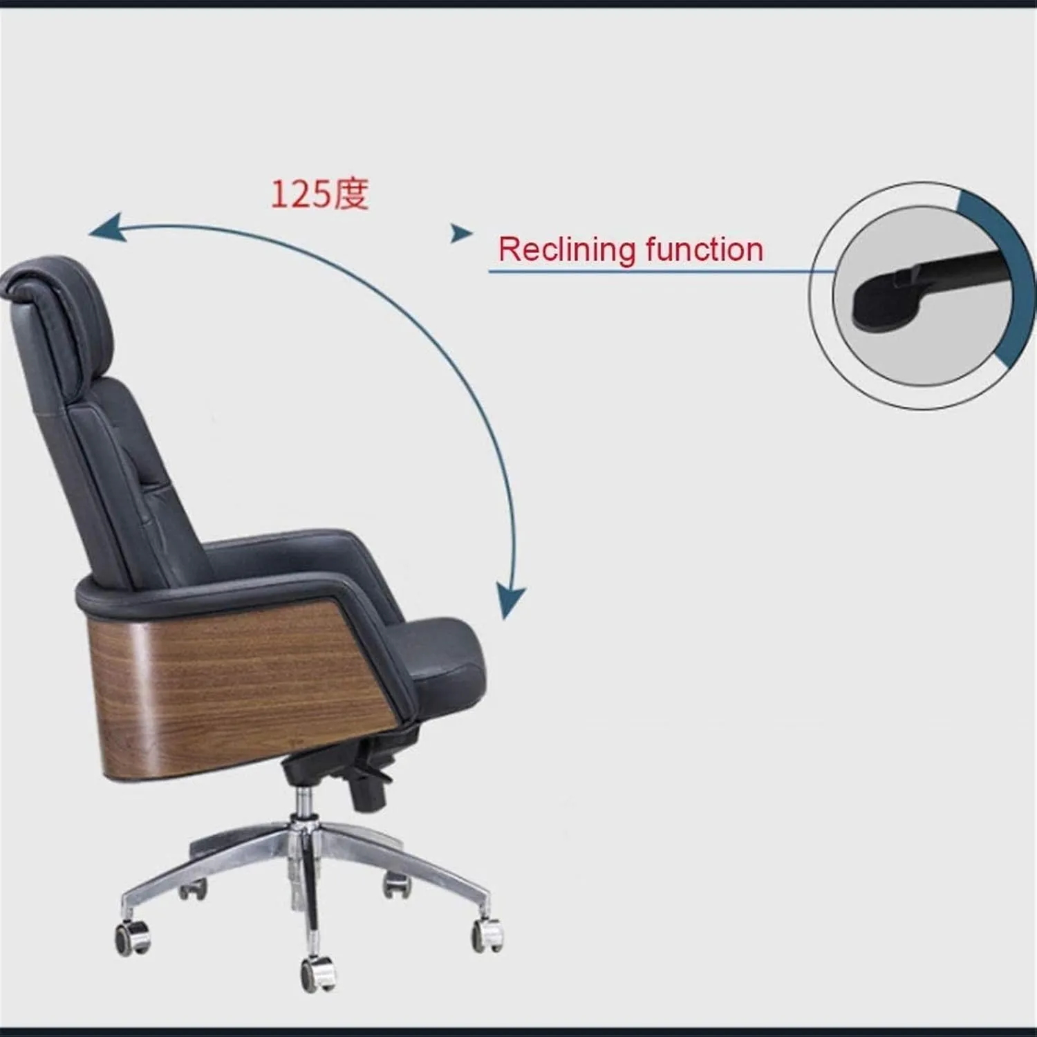 Lightweight PU Leather Executive Swivel Office Chair Adjustable Seat Height Computer Desk Chair Reclining Arm Seat Gas Lift (Color : Beige Size : Cowhide) (Color : Beige Size : PU Leather) (Beige Co