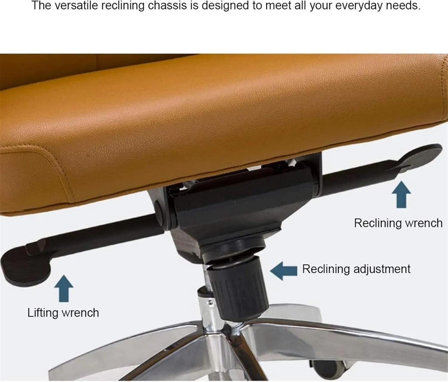 Lightweight PU Leather Executive Swivel Office Chair Adjustable Seat Height Computer Desk Chair Reclining Arm Seat Gas Lift (Color : Beige Size : Cowhide) (Color : Beige Size : PU Leather) (Beige Co