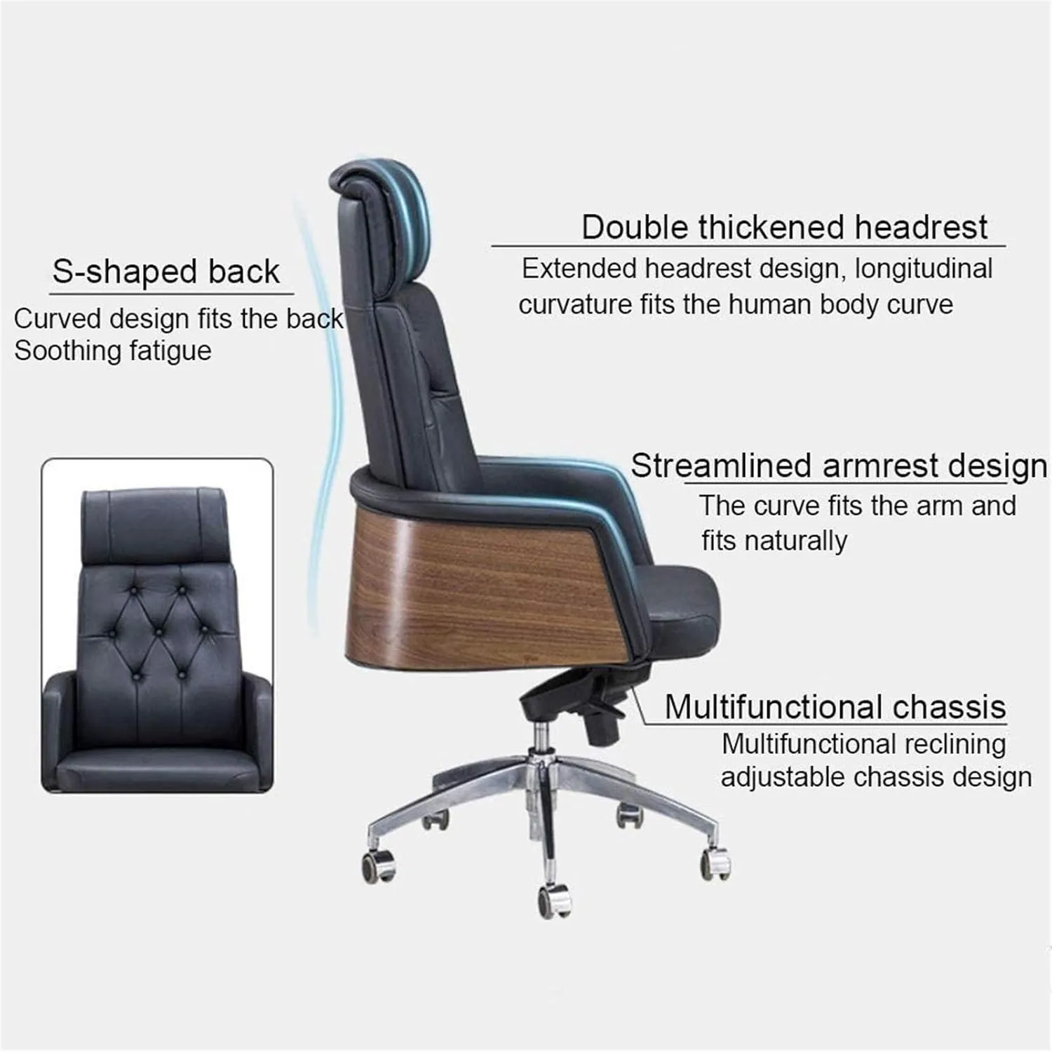 Lightweight PU Leather Executive Swivel Office Chair Adjustable Seat Height Computer Desk Chair Reclining Arm Seat Gas Lift (Color : Beige Size : Cowhide) (Color : Beige Size : PU Leather) (Beige Co