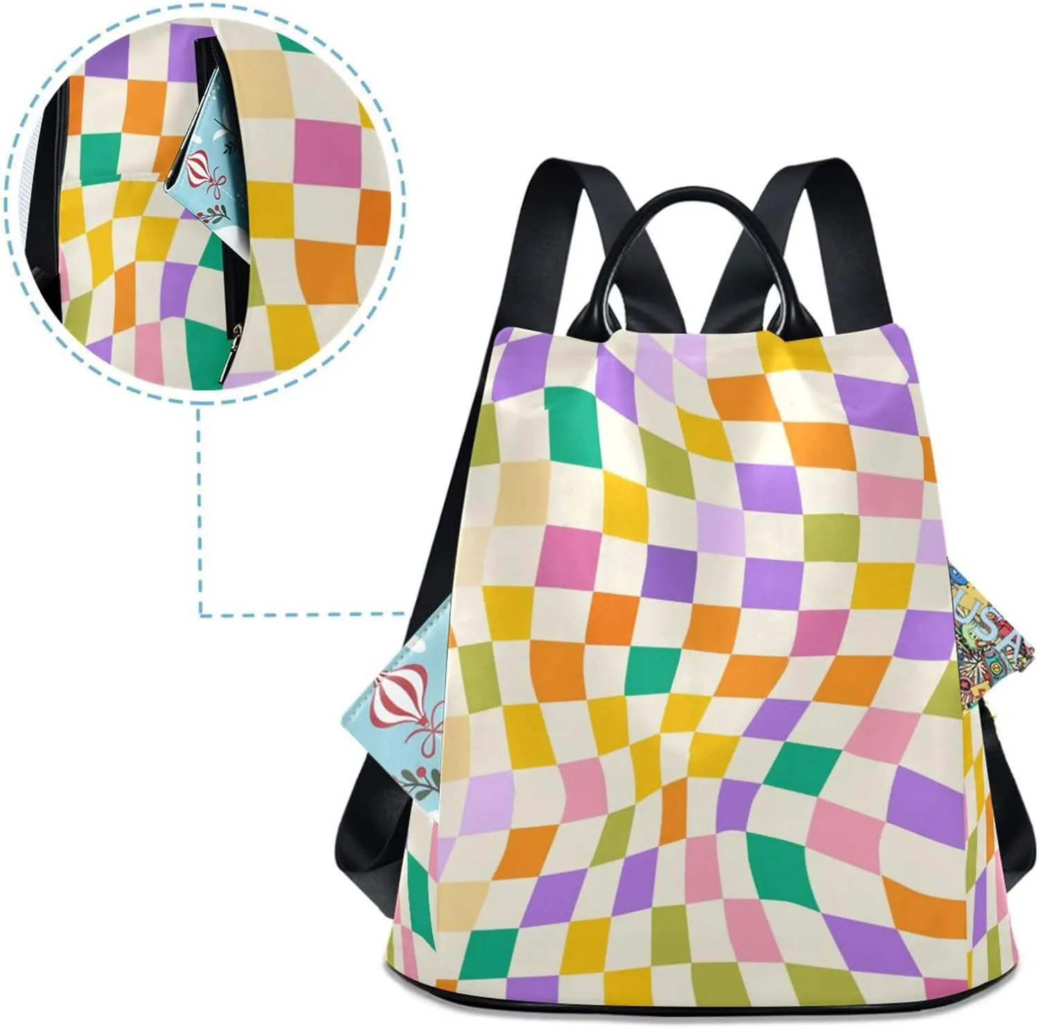 Lightweight Women Backpack Purse Shoulder Bag Casual Daypack Anti-theft Zipper With Pockets Pattern 5