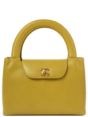 Lime Turn-Lcok Around Top Made Yellow Unique selection Top Skin Handle Quality Bag Caviar 1998 Safe transactions Chanel