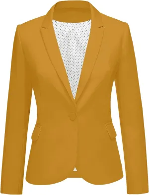 LookbookStore Womens Notched Lapel Pockets Button Work Office Blazer Jacket Suit