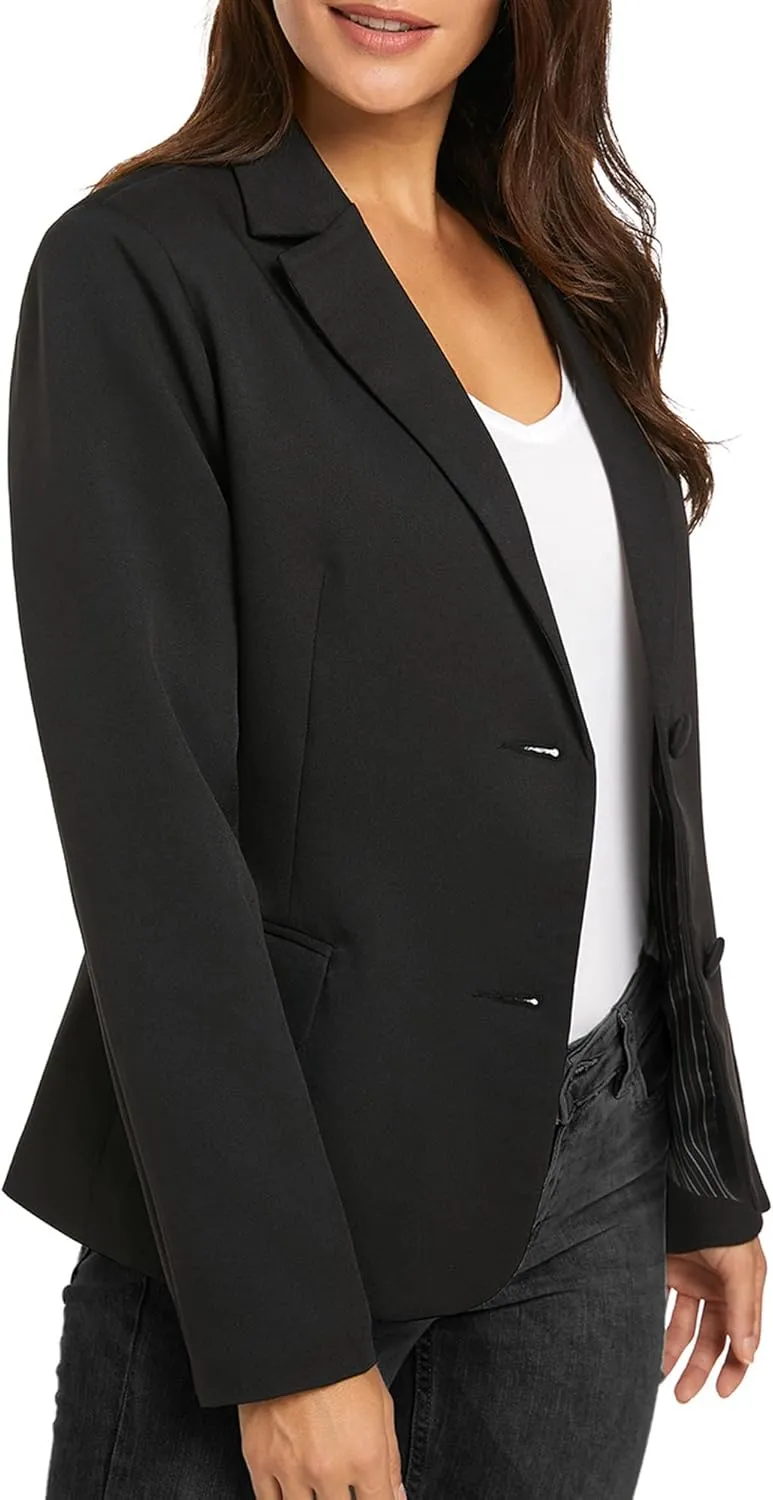 LookbookStore Womens Notched Lapel Pockets Button Work Office Blazer Jacket Suit