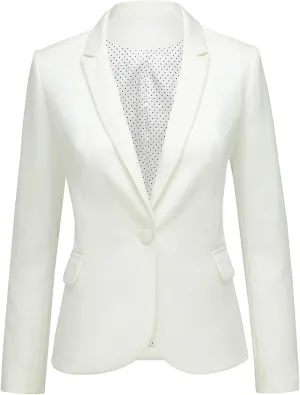 LookbookStore Womens Notched Lapel Pockets Button Work Office Blazer Jacket Suit