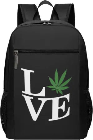 Love Pot Weed Pot Leaf Travel Laptop Backpack, Business Anti Theft Slim Sturdy Laptops Backpacks, College Computer Bag Gift for Men & Women Fits 17 Inch Notebook,Black