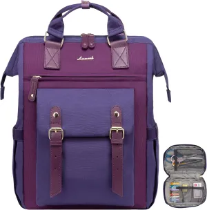 LOVEVOOK 15.6 inch Laptop Backpack for Women, Teacher Nurse Work Travel Backpacks Purse,Computer Bag with USB Charging Port, Purple Blue