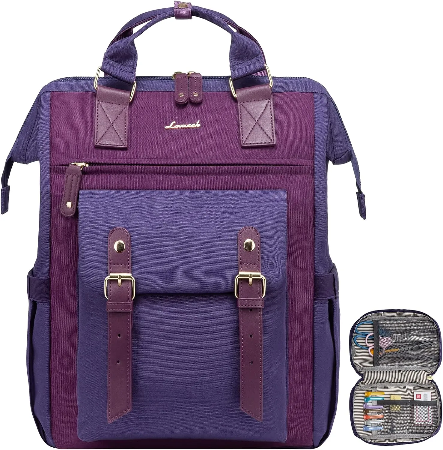LOVEVOOK 15.6 inch Laptop Backpack for Women, Teacher Nurse Work Travel Backpacks Purse,Computer Bag with USB Charging Port, Purple Blue