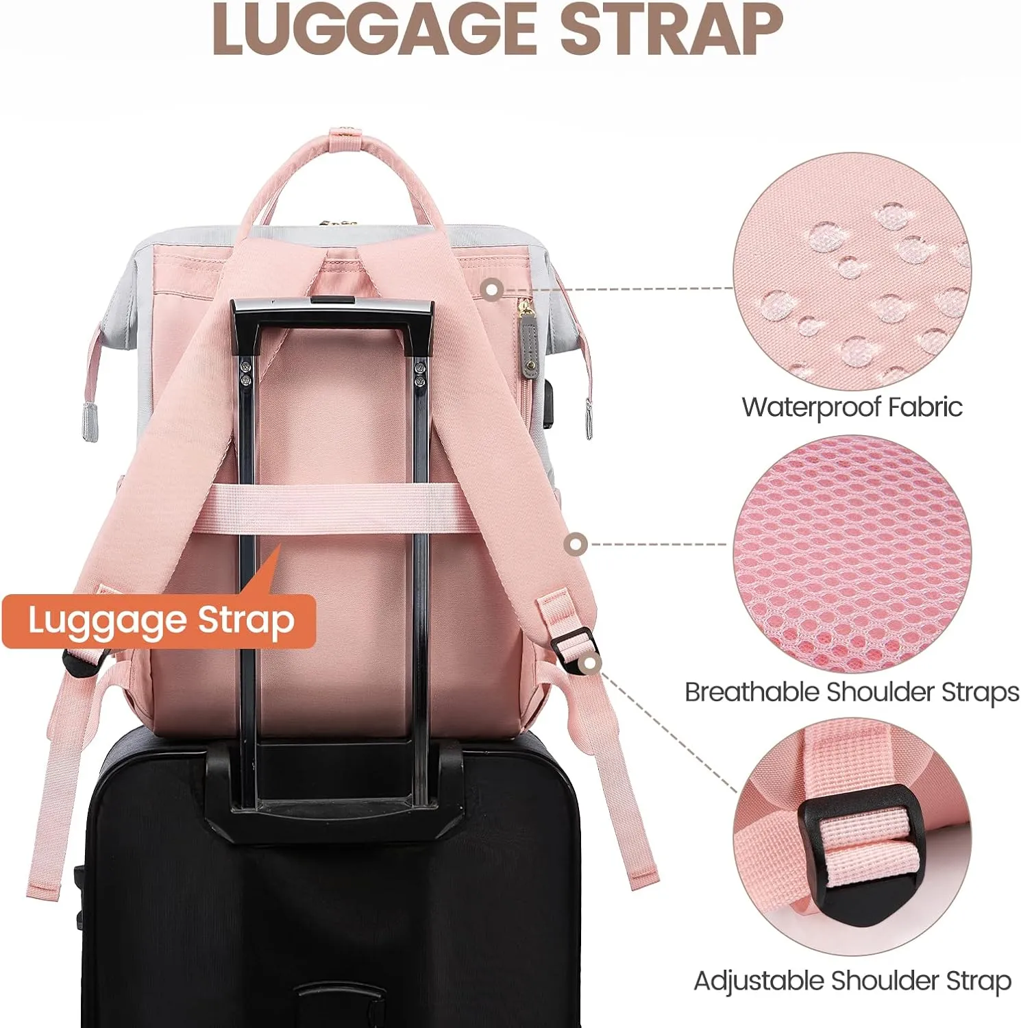 LOVEVOOK Laptop Backpack for Women, 15.6 Inch Work Business Backpacks Purse with USB Port, Large Capacity Nurse Bag College Bookbag for School, Waterproof Casual Daypack for Travel