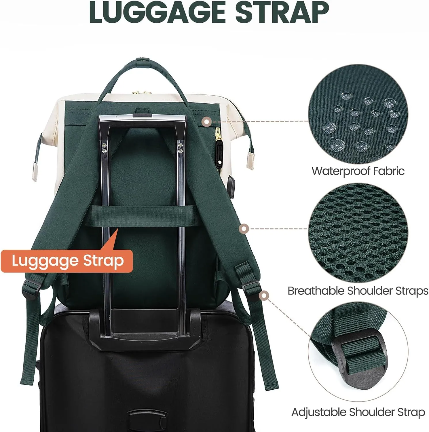 LOVEVOOK Laptop Backpack for Women, 15.6 Inch Work Business Backpacks Purse with USB Port, Large Capacity Nurse Bag College Bookbag for School, Waterproof Casual Daypack for Travel
