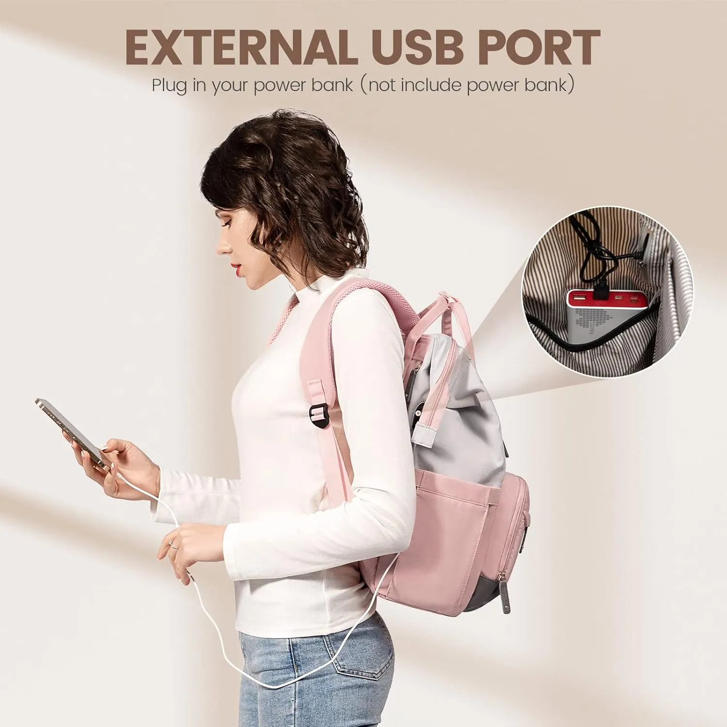 LOVEVOOK Laptop Backpack for Women, 15.6 Inch Work Business Backpacks Purse with USB Port, Large Capacity Nurse Bag College Bookbag for School, Waterproof Casual Daypack for Travel