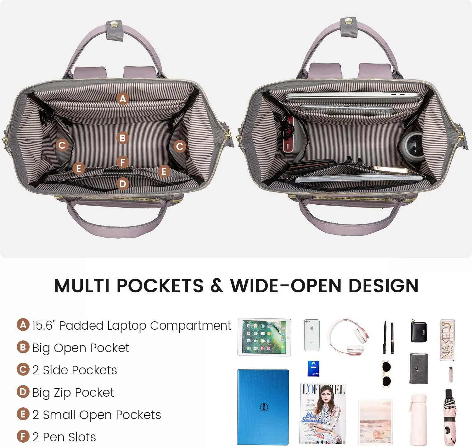 LOVEVOOK Laptop Backpack for Women Fashion Computer Backpack Purse 17 Inch with USB Port Travel Backpack Nurse Teacher Bag for Business Work College