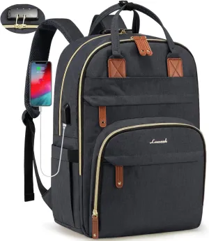 LOVEVOOK Laptop Backpack for Women Unisex Travel Anti-theft Bag, Business Work Computer Backpacks Purse for Men, Casual Hiking with Lock, 15.6 Inch, Dark Grey