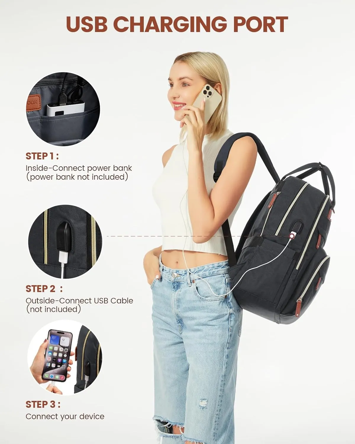 LOVEVOOK Laptop Backpack for Women Unisex Travel Anti-theft Bag, Business Work Computer Backpacks Purse for Men, Casual Hiking with Lock, 15.6 Inch, Dark Grey