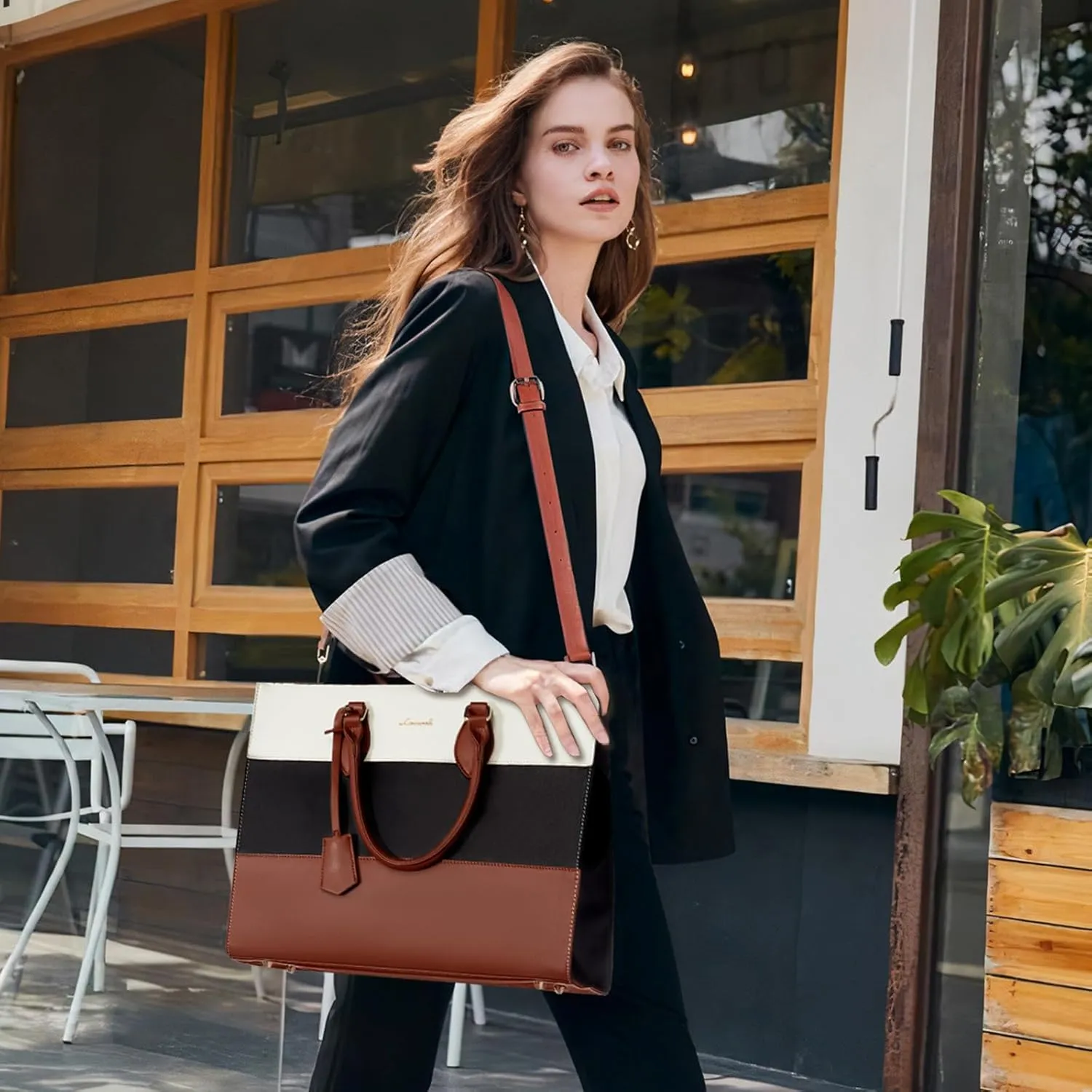 LOVEVOOK Laptop Tote Bag for Women, Work Totes Business Office Computer Briefcase with Clutch Purse