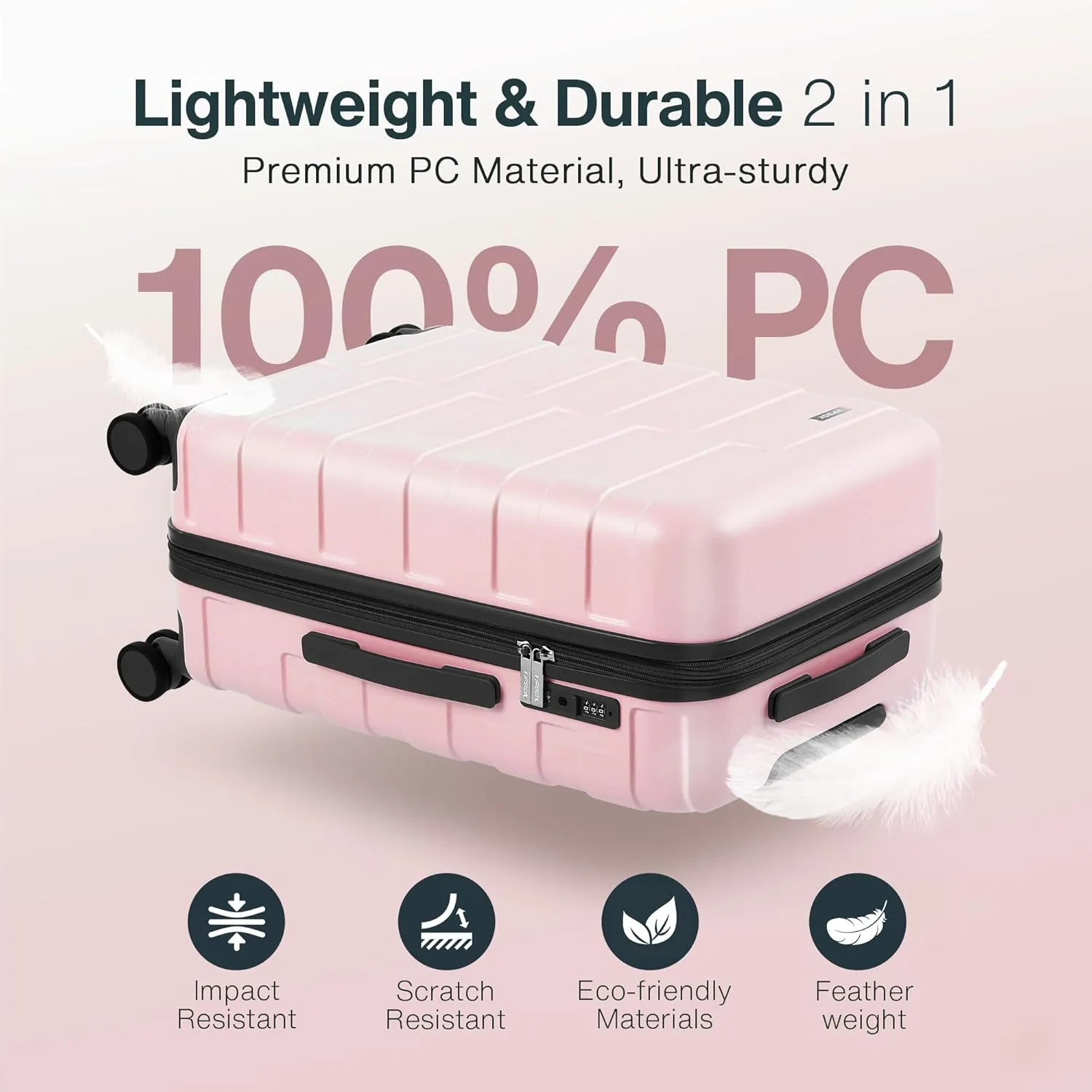 Luggage Sets 3 Piece (3-YEARS VIP SERVICE) Hardside Expandable Ultra Durable 100% PC Lightweight Carry On Family Travel Suitcase Set with TSA Lock Spinner Wheels, 3in1 Macaron Colors Set (BPG)