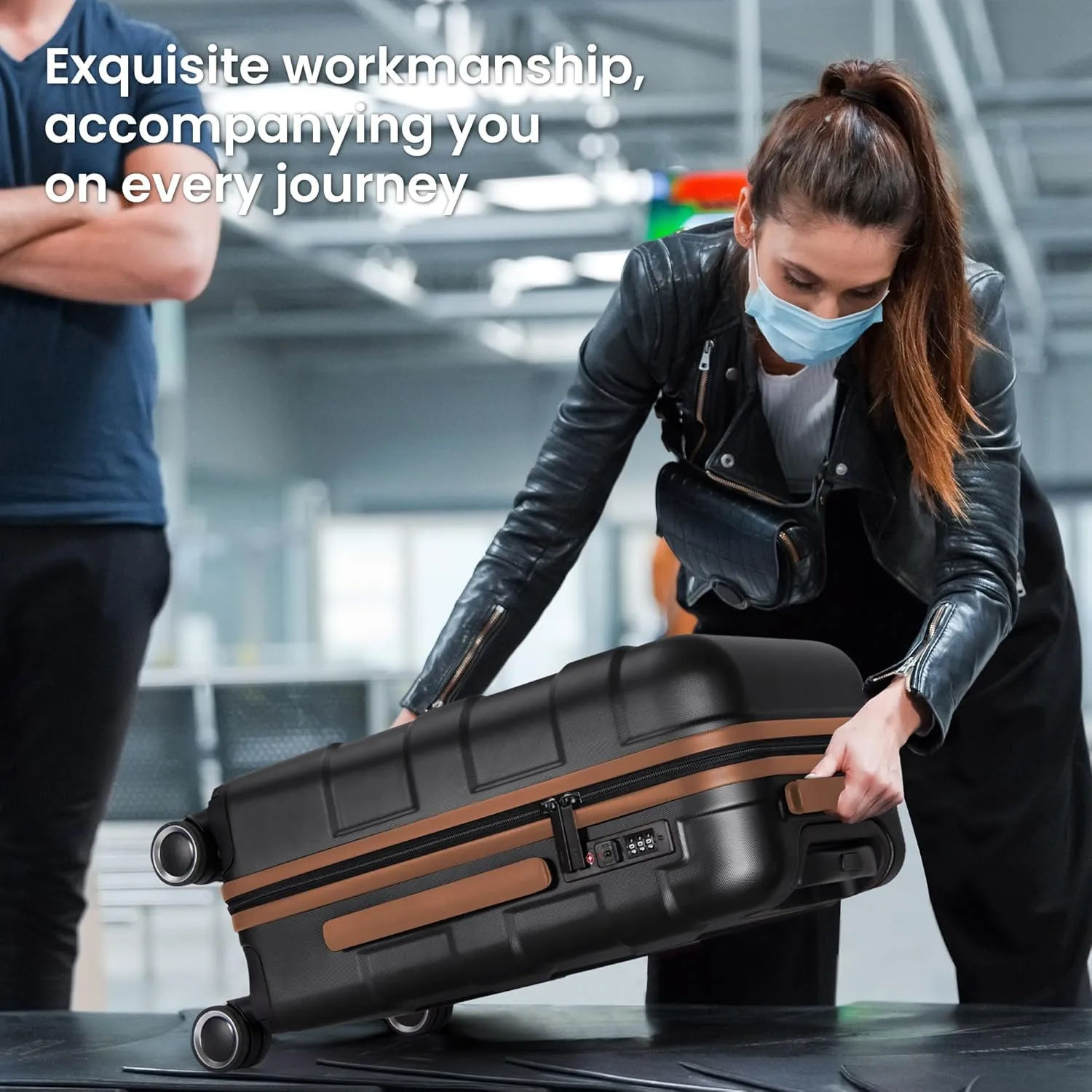 Luggage Sets 3 Piece with Spinner Wheel, Hardside Suitcase Set with TSA Lock, Expandable Travel Luggage for Men and Women, Black