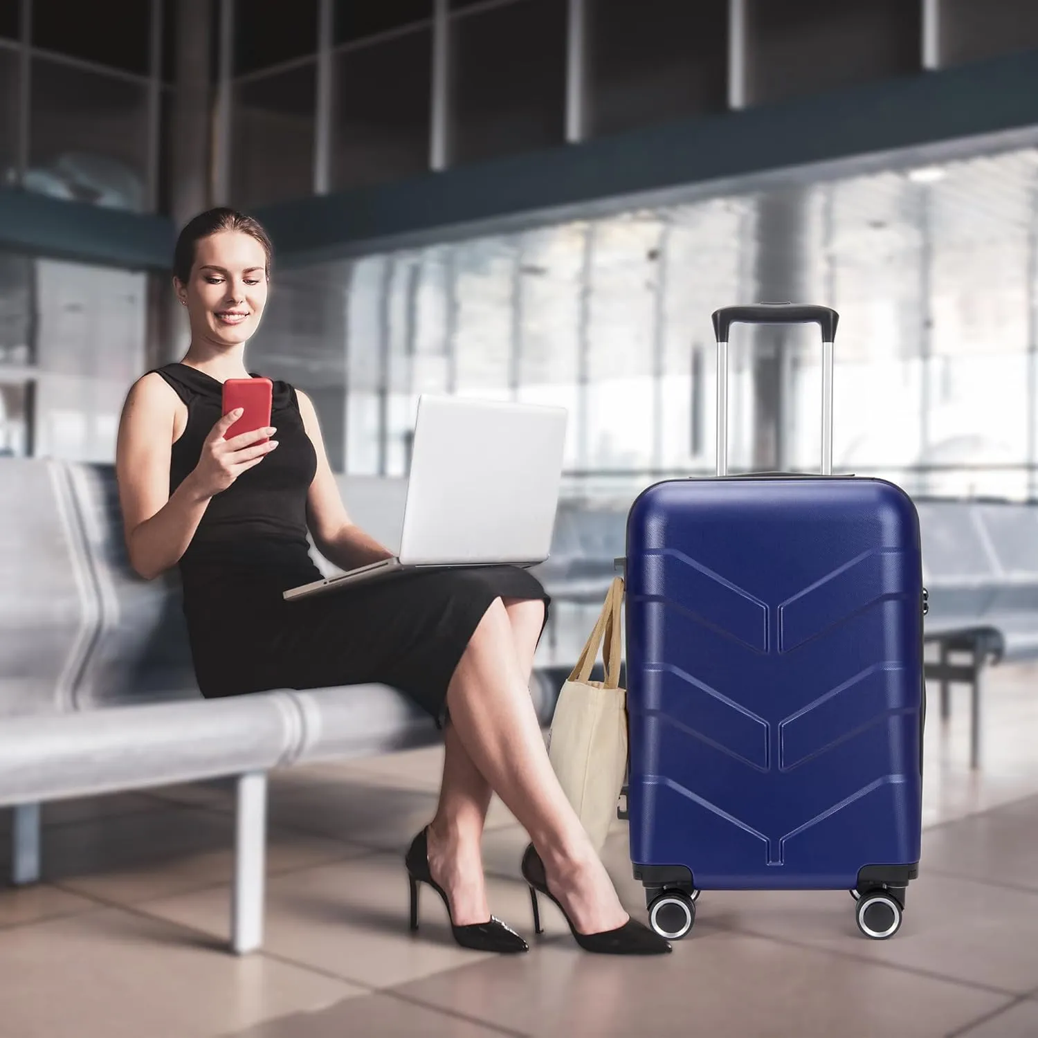Luggage Sets 3 Piece with Spinner Wheel, Hardside Suitcase Set with TSA Lock, Expandable Travel Luggage for Men and Women, Blue