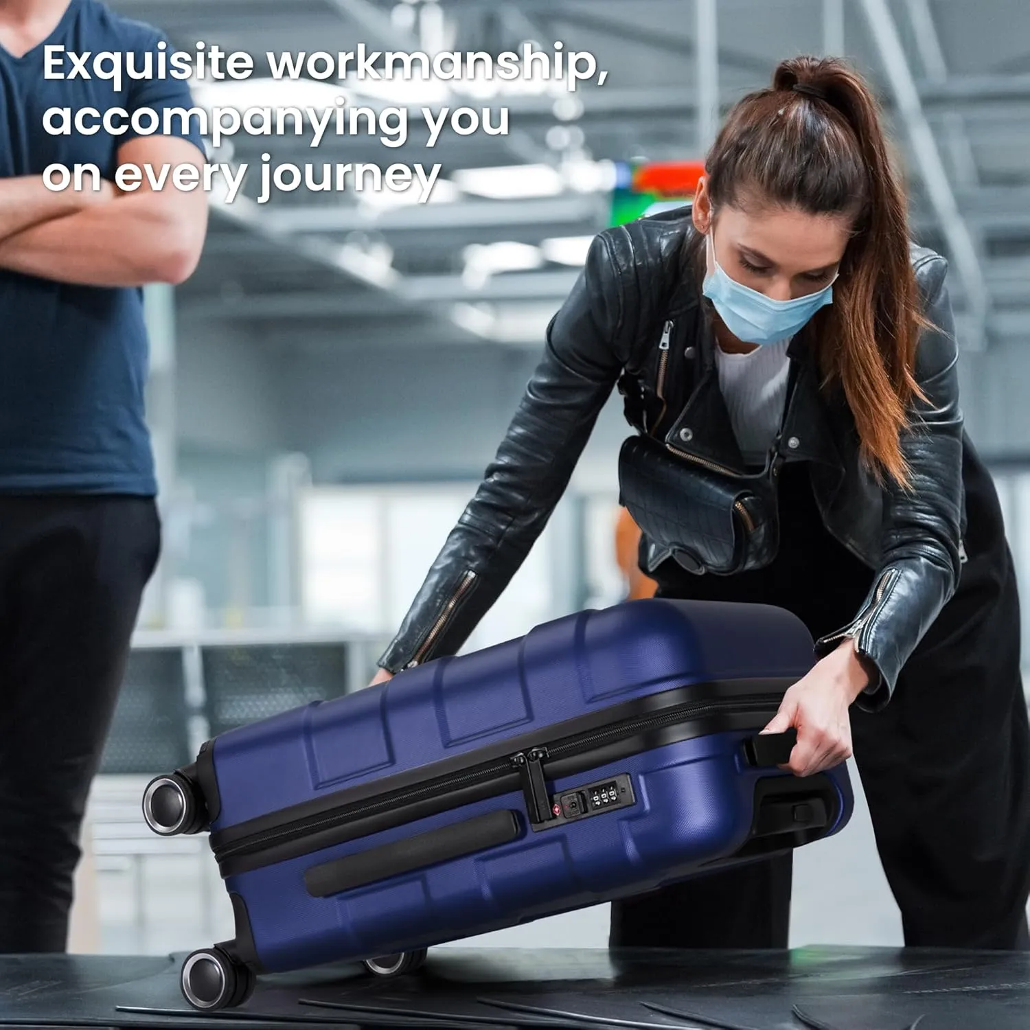 Luggage Sets 3 Piece with Spinner Wheel, Hardside Suitcase Set with TSA Lock, Expandable Travel Luggage for Men and Women, Blue