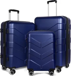 Luggage Sets 3 Piece with Spinner Wheel, Hardside Suitcase Set with TSA Lock, Expandable Travel Luggage for Men and Women, Blue