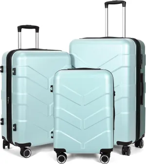 Luggage Sets 3 Piece with Spinner Wheel, Hardside Suitcase Set with TSA Lock, Expandable Travel Luggage for Men and Women, Mint Green