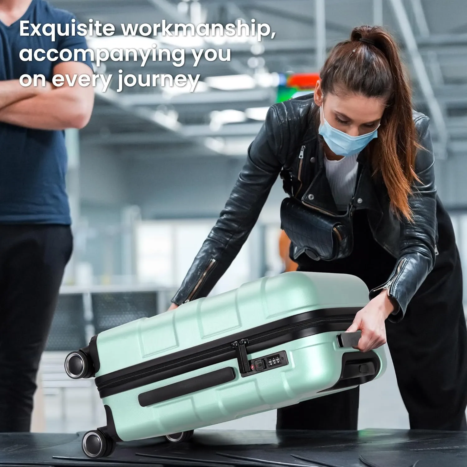 Luggage Sets 3 Piece with Spinner Wheel, Hardside Suitcase Set with TSA Lock, Expandable Travel Luggage for Men and Women, Mint Green