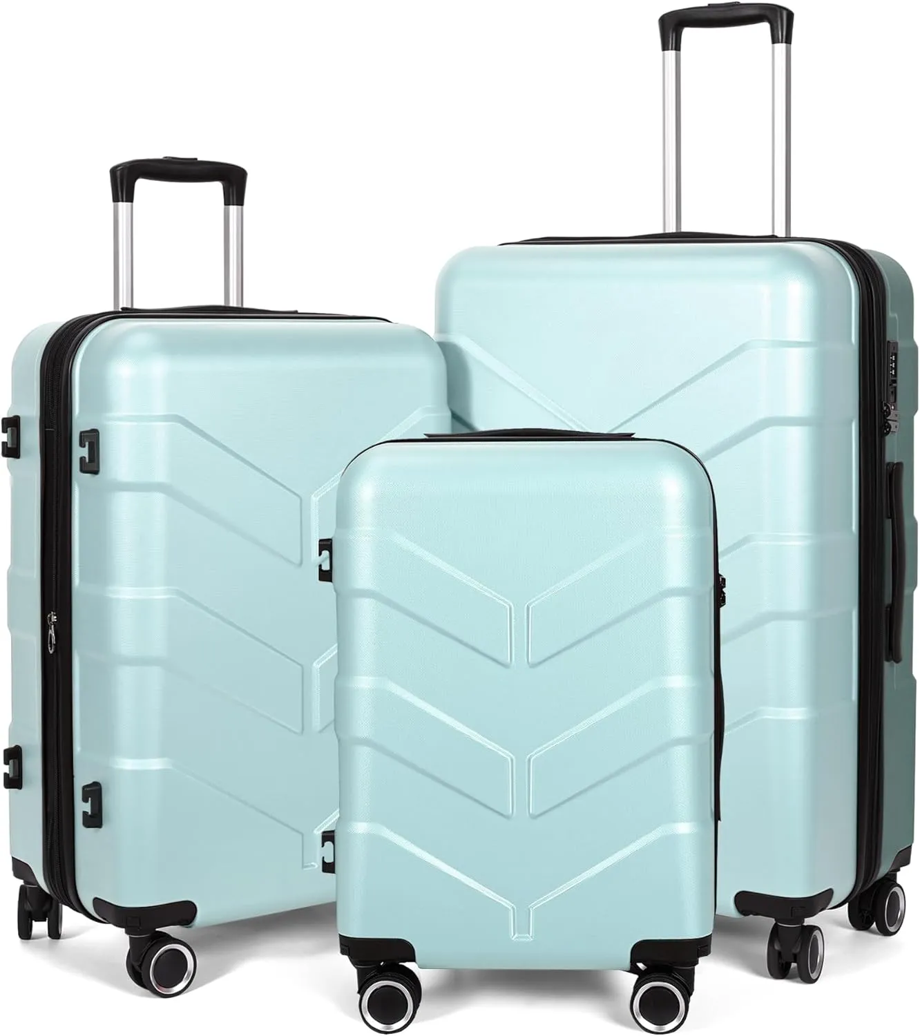 Luggage Sets 3 Piece with Spinner Wheel, Hardside Suitcase Set with TSA Lock, Expandable Travel Luggage for Men and Women, Mint Green