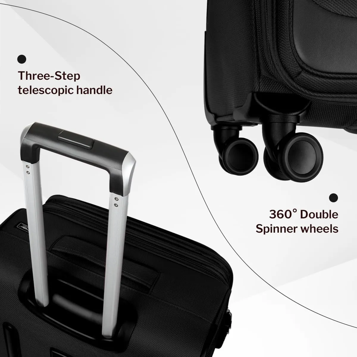 Luggage Sets 3 Piece,Suitcases with Wheels Hardshell,Softside Luggage Set,Foldie Travel Bag Expandable, W/TSA Lock & Double Spinner Wheels(22in/27in/31in) Black