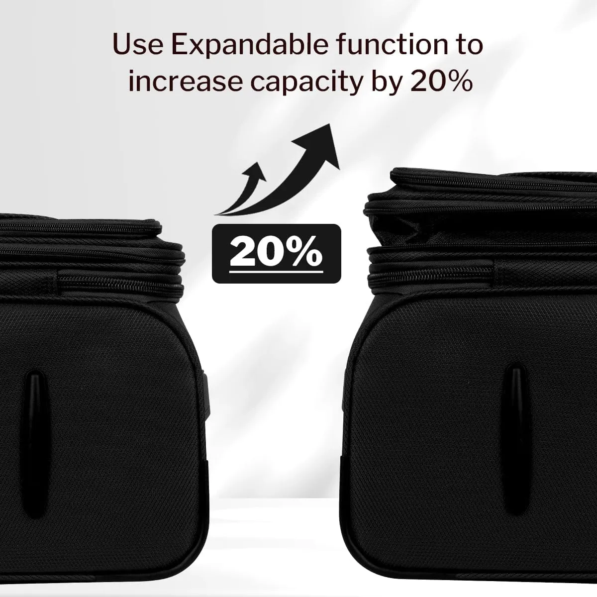 Luggage Sets 3 Piece,Suitcases with Wheels Hardshell,Softside Luggage Set,Foldie Travel Bag Expandable, W/TSA Lock & Double Spinner Wheels(22in/27in/31in) Black
