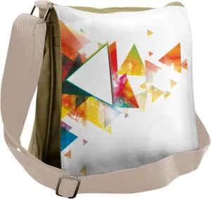 Lunarable Abstract Messenger Bag, Geometrical Triangle Burst, Unisex Cross-body