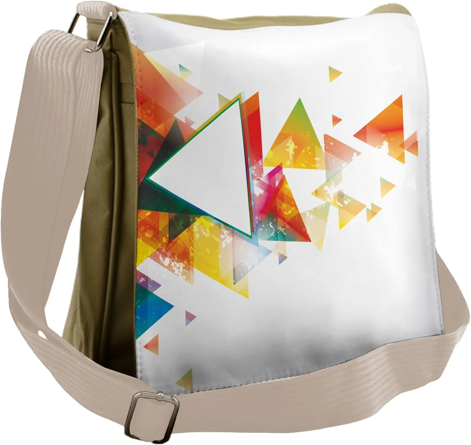 Lunarable Abstract Messenger Bag, Geometrical Triangle Burst, Unisex Cross-body