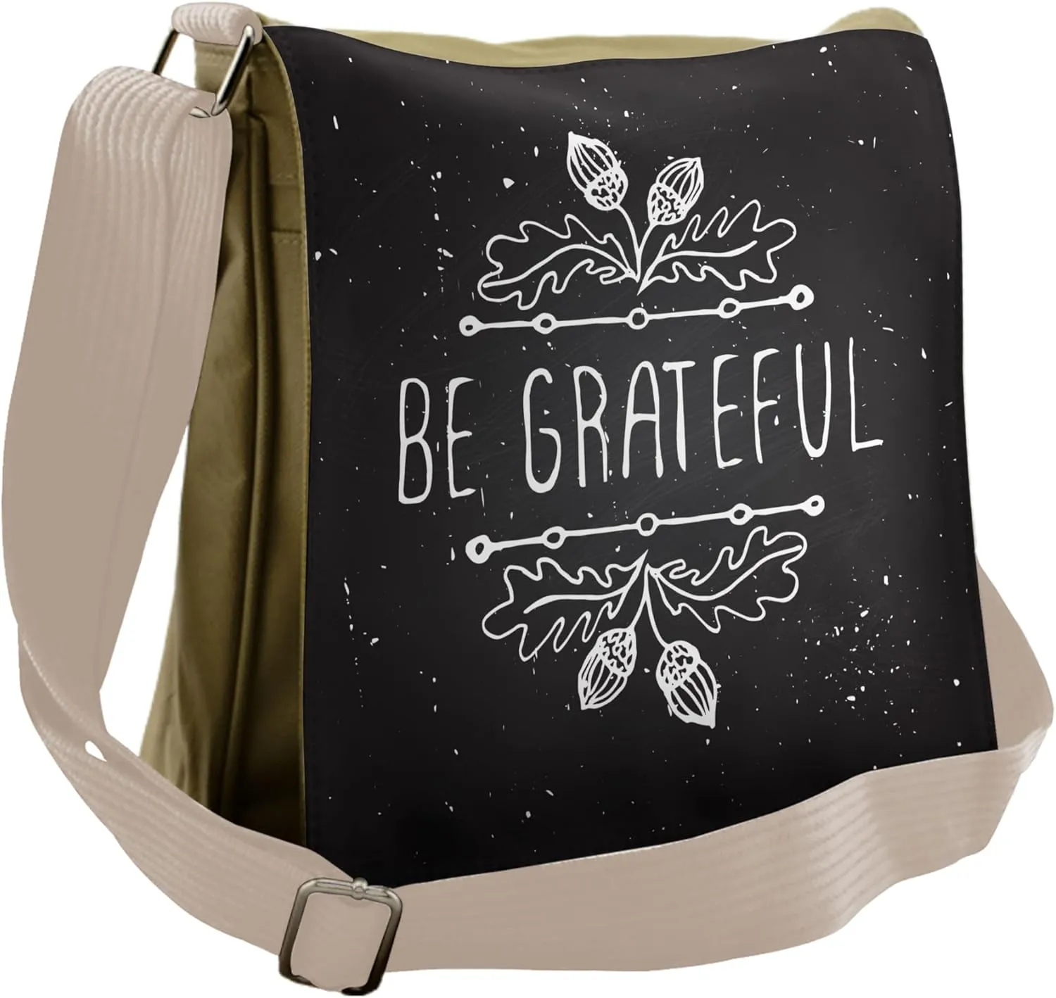 Lunarable Be Grateful Messenger Bag, Acorns Autumn Leaves, Unisex Cross-body
