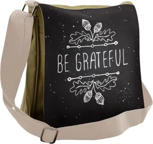 Lunarable Be Grateful Messenger Bag, Acorns Autumn Leaves, Unisex Cross-body